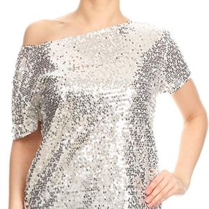 Sequined Silver Top NWOT